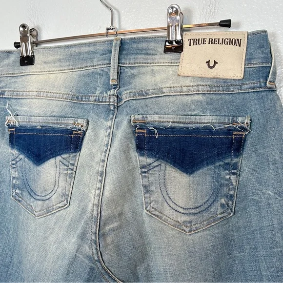 True Religion Distressed Pieced Patchwork Denim Maxi Skirt - Picture 7 of 11